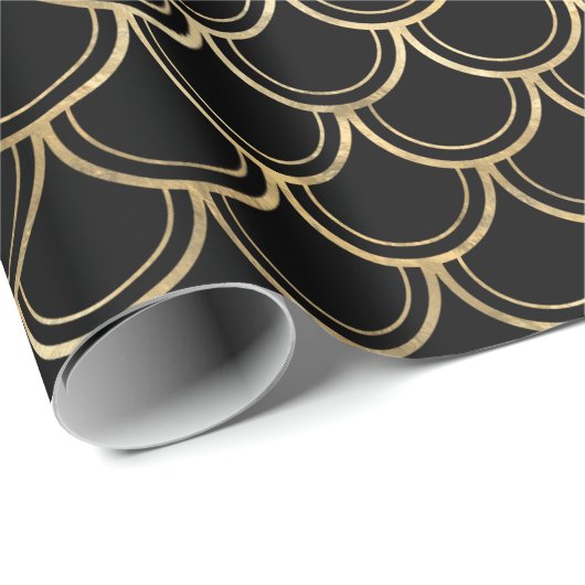 Jegliche Farbe und Gold-Mermaid-Skala-Overlay Geschenkpapier (Rolleneckpunkt)