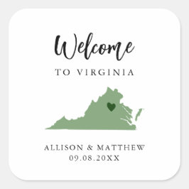 Jegliche Farbe Virginia Wedding Welcome Bag Quadratischer Aufkleber