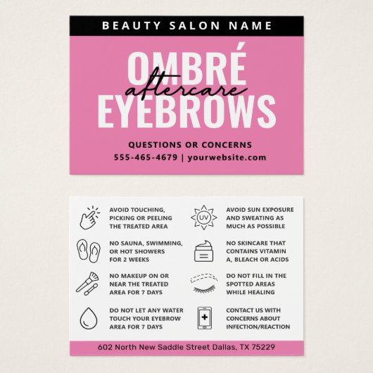 Jegliche farbige Ombre Pulver-Brows-Aftercare-Kart (Vorne & Hinten)