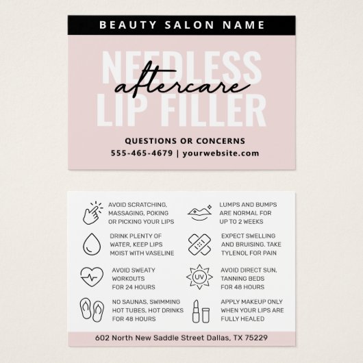 Jegliche Farbnadeln Lippenstift-Aftercare-Karte (Vorne & Hinten)