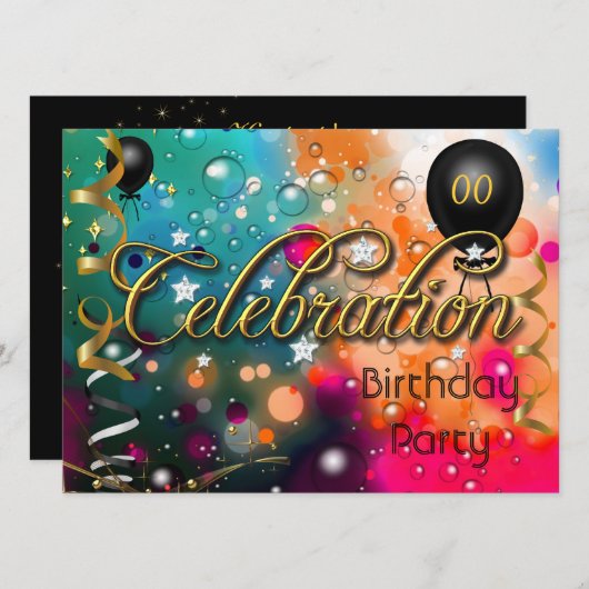 Jegliche Geburtstagsfeier Teens oder Erwachsene Einladung (Vorne/Hinten)