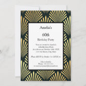 Jegliche Geburtstagsparty Art Deco Gold Einladung (Vorderseite)