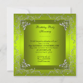 Jegliche Geburtstagsparty Chartreuse Yellow Green Einladung (Rückseite)