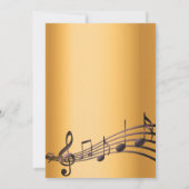 Jegliche Geburtstagsparty Gold schwarze Musiknoten Einladung (Rückseite)