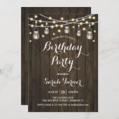 Jegliche Geburtstagsparty - Rustikales Holz Einladung (Vorne/Hinten)