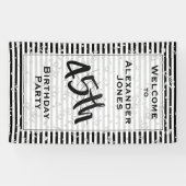 Jegliche Geburtstagsparty - Schwarz/Weiß Streifen Banner (Horizontal)