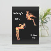 Jegliche Geburtstagsparty von Männern Einladung (Stehend Vorderseite)