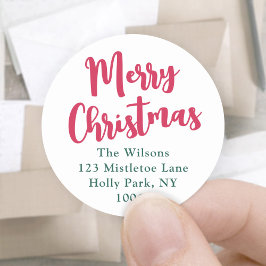 Jegliche Grußfreude, moderne Script-Rücksendeadres Runder Aufkleber