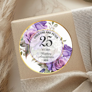 Jegliche Hochzeit (25) Gold Frame Rose Jahrestag Runder Aufkleber