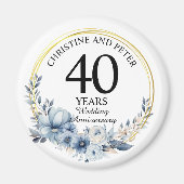 Jegliche Hochzeit (40) Eleganter blauer Flora Jahr Magnet (Vorne)