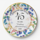 Jegliche Hochzeit (45 Jahre) Gold Frame Berries Pappteller (Vorderseite)