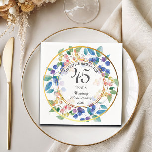 Jegliche Hochzeit (45 Jahre) Gold Frame Berries Serviette