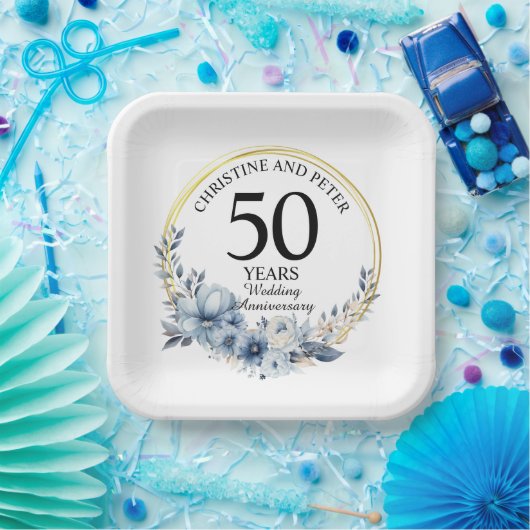 Jegliche Hochzeit (50) Eleganter blauer Flora Jahr Pappteller (Party)