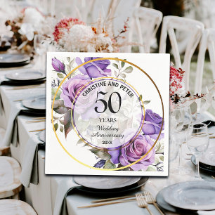 Jegliche Hochzeit (50) Gold Frame Rose Jahrestag Serviette