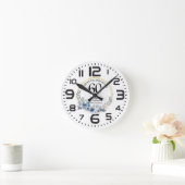 Jegliche Hochzeit (60) Eleganter blauer Flora Jahr Runde Wanduhr (Zuhause)