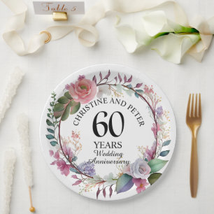 Jegliche Hochzeit (60) Eleganter Blumenjubiläum Pappteller