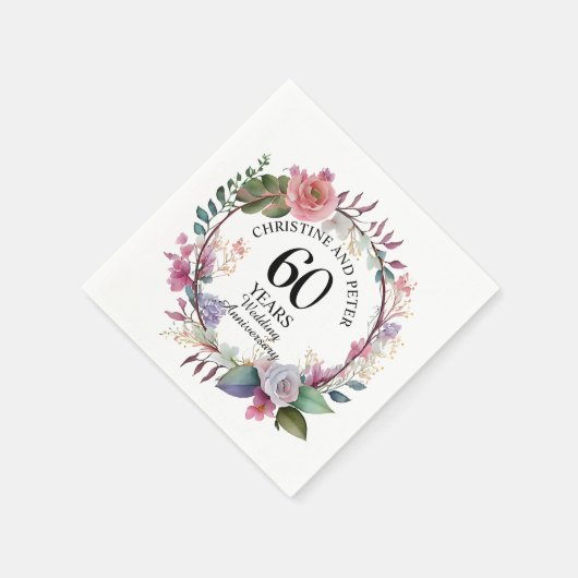 Jegliche Hochzeit (60) Eleganter Blumenjubiläum Serviette (Ecke)