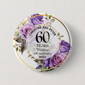 Jegliche Hochzeit (60) Gold Frame Rose Jahrestag Button (Vorderseite)