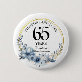 Jegliche Hochzeit (65) Eleganter blauer Flora Jahr Button (Vorderseite)
