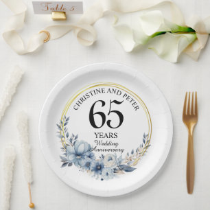 Jegliche Hochzeit (65) Eleganter blauer Flora Jahr Pappteller