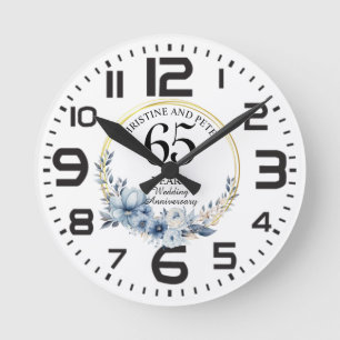 Jegliche Hochzeit (65) Eleganter blauer Flora Jahr Runde Wanduhr