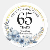 Jegliche Hochzeit (65) Eleganter blauer Flora Jahr Runder Aufkleber (Vorderseite)