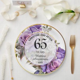 Jegliche Hochzeit (65) Gold Frame Rose Jahrestag Pappteller