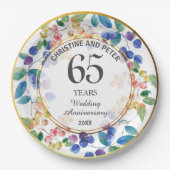 Jegliche Hochzeit (65 Jahre) Gold Frame Berries Pappteller (Vorderseite)