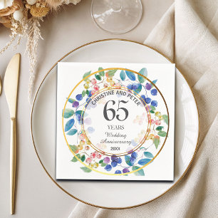 Jegliche Hochzeit (65 Jahre) Gold Frame Berries Serviette