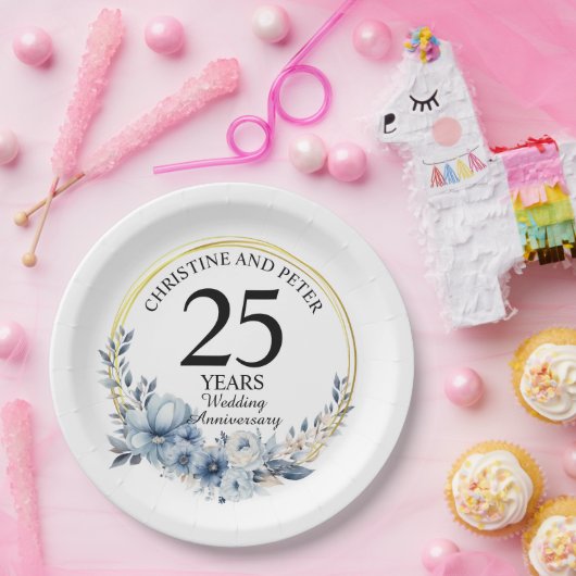 Jegliche Hochzeit eines eleganten blauen Blumenjub Pappteller (Party)