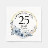 Jegliche Hochzeit eines eleganten blauen Blumenjub Serviette (Vorderseite)