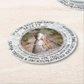 Jegliche Hochzeit speichern Sie das Foto-Imitate-M Runder Pappuntersetzer (Angewinkelt)