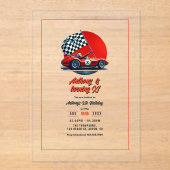 Jegliche individuell anpassbare Rennwagen Geburtst Acryleinladungen (Vorderseite)