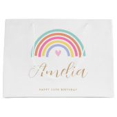 Jegliche Liebe Rainbow Herz Personalisierter Name Große Geschenktüte (Vorderseite)