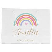 Jegliche Liebe Rainbow Herz Personalisierter Name Große Geschenktüte (Rückseite)