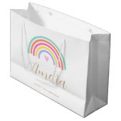 Jegliche Liebe Rainbow Herz Personalisierter Name Große Geschenktüte (Vorderseite Schrägansicht)