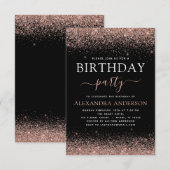 Jegliche Rose Geburtstag Gold Rosa Sparkle Glitzer Einladung (Vorne/Hinten)