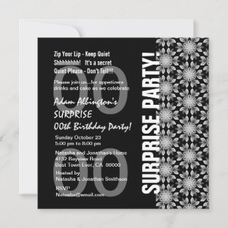 Jegliche Überraschung Geburtstag Moderne Schwarze  Einladung
