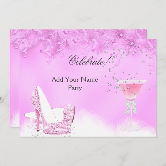 Jegliche Veranstaltung rosa Margarita High Heels P Einladung (Vorne/Hinten)