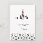 Jegliche weiße, moderne, einfache Bowling Geburtst Dankeskarte (Vorne/Hinten)