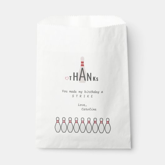 Jegliche weiße, moderne, einfache Bowling Geburtst Geschenktütchen (Vorderseite)