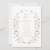 Jegliche Wildblume von Dusty Pink Boho 50. Geburts Einladung (Vorderseite)