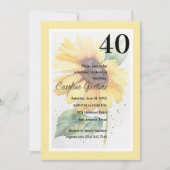 Jegliche Zahl Geburtstag Gelbe Sonnenblume Einladung (Vorderseite)