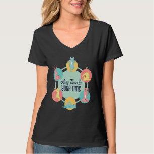 Jegliche Zeit ist Yoga Time Cat Posen Meditation W T-Shirt