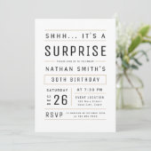 Jegliche zeitliche, einfache Typografie überrascht Einladung (Stehend Vorderseite)