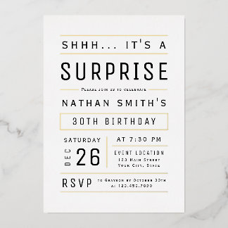 Jegliche zeitliche, einfache Typografie überrascht Folieneinladung