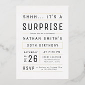 Jegliche zeitliche, einfache Typografie überrascht Folieneinladung (Vorderseite)