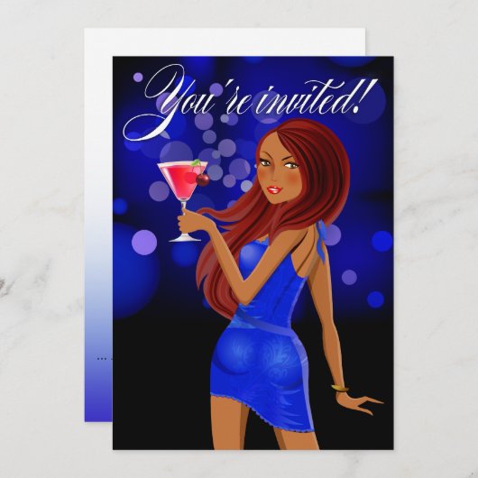 Jegliche Zweckgesellschaft Party Feier blau Einladung (Vorne/Hinten)