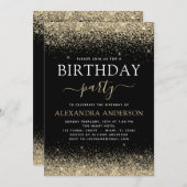 Jeglicher alter Geburtstag Gold Schwarz Moderner G Einladung (Vorne/Hinten)