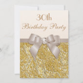 Jeglicher Alters Birthday Gold Glitzer Diamond Bow Einladung (Vorderseite)
